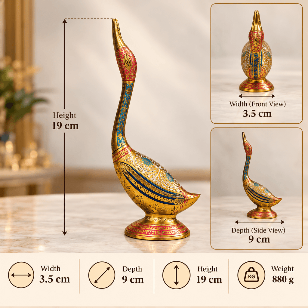Supar Fine Brass Pair of Swan Statue for Side Table 7.4 inch