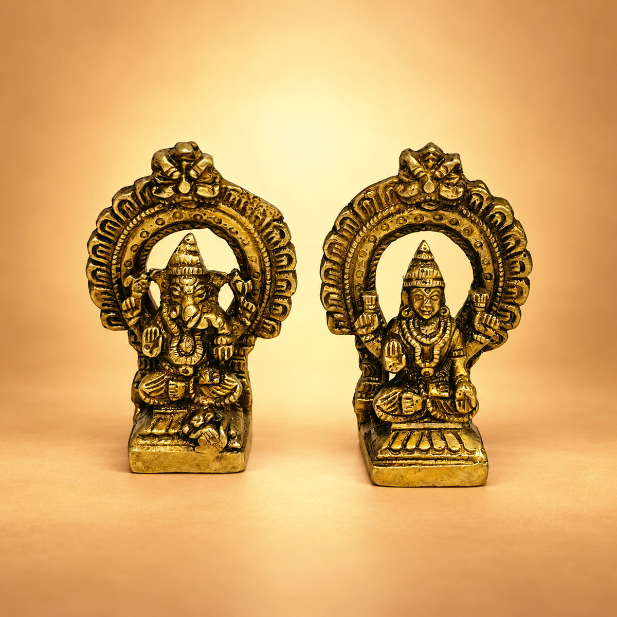 Brass Small Lakshmi and Ganesha Idols for Diwali Gifts 2.5 inch