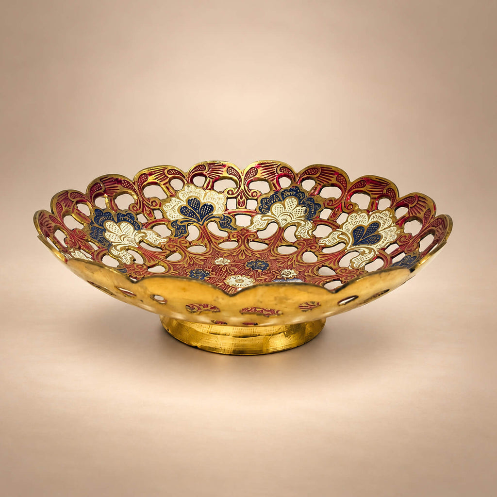 Brass Decorative Traditional Floral Fruit Bowl 1.9 inch