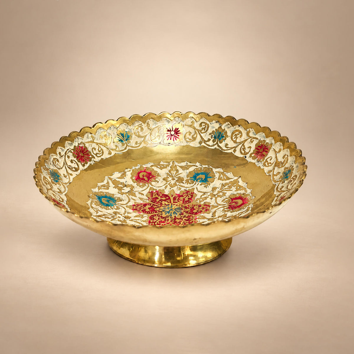 Brass 6 Flower Meenakari Colorful Fruit Bowl for Home Decor 1.5 inch