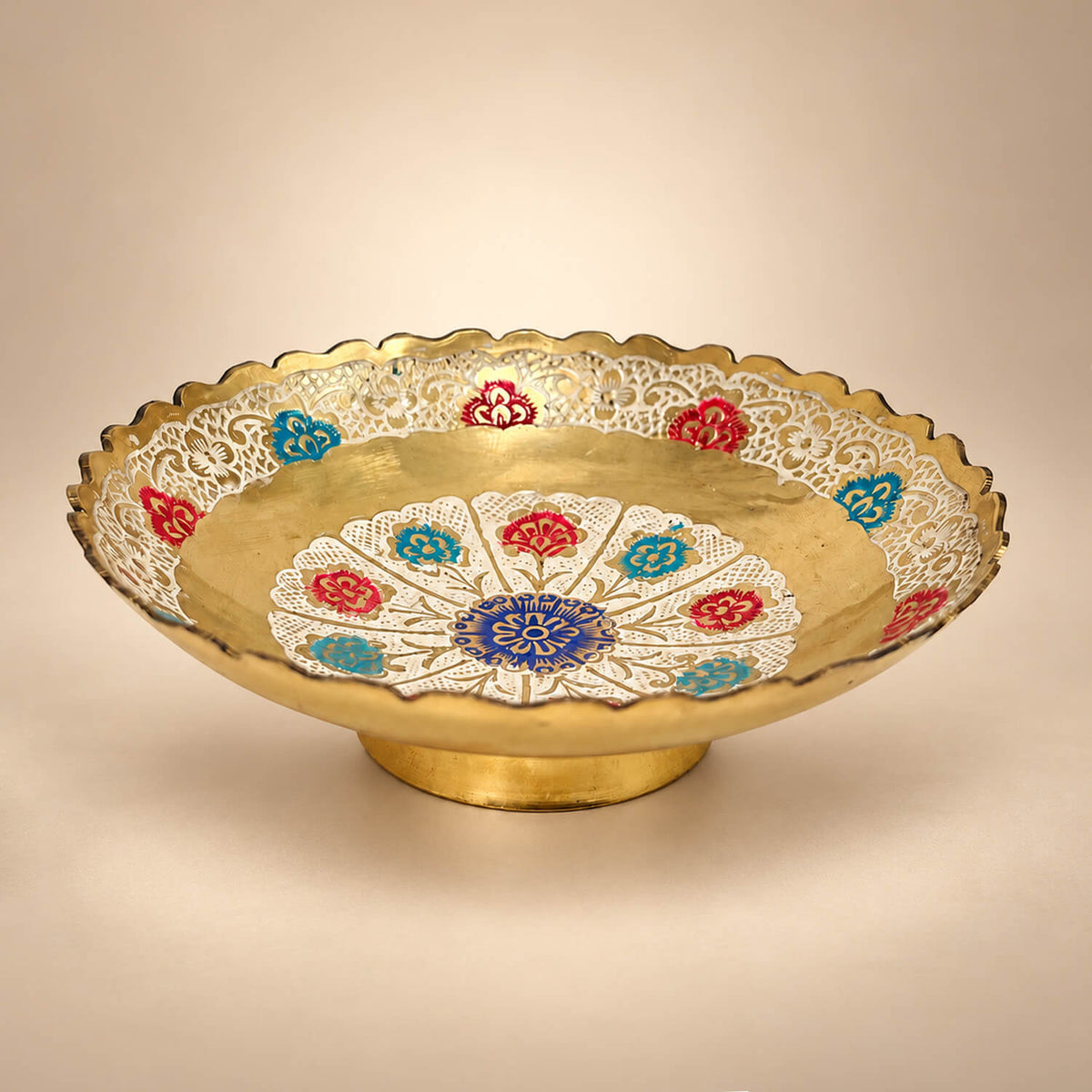 Brass 8 Flower Meenakari Colorful Fruit Bowl for Home Decor 1.3 inch