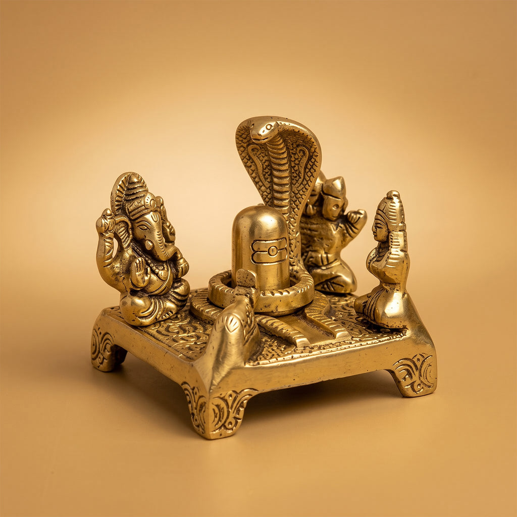 Brass Mahadeva Shiv Parivaar Shiva Shakti Set 1.9 inch