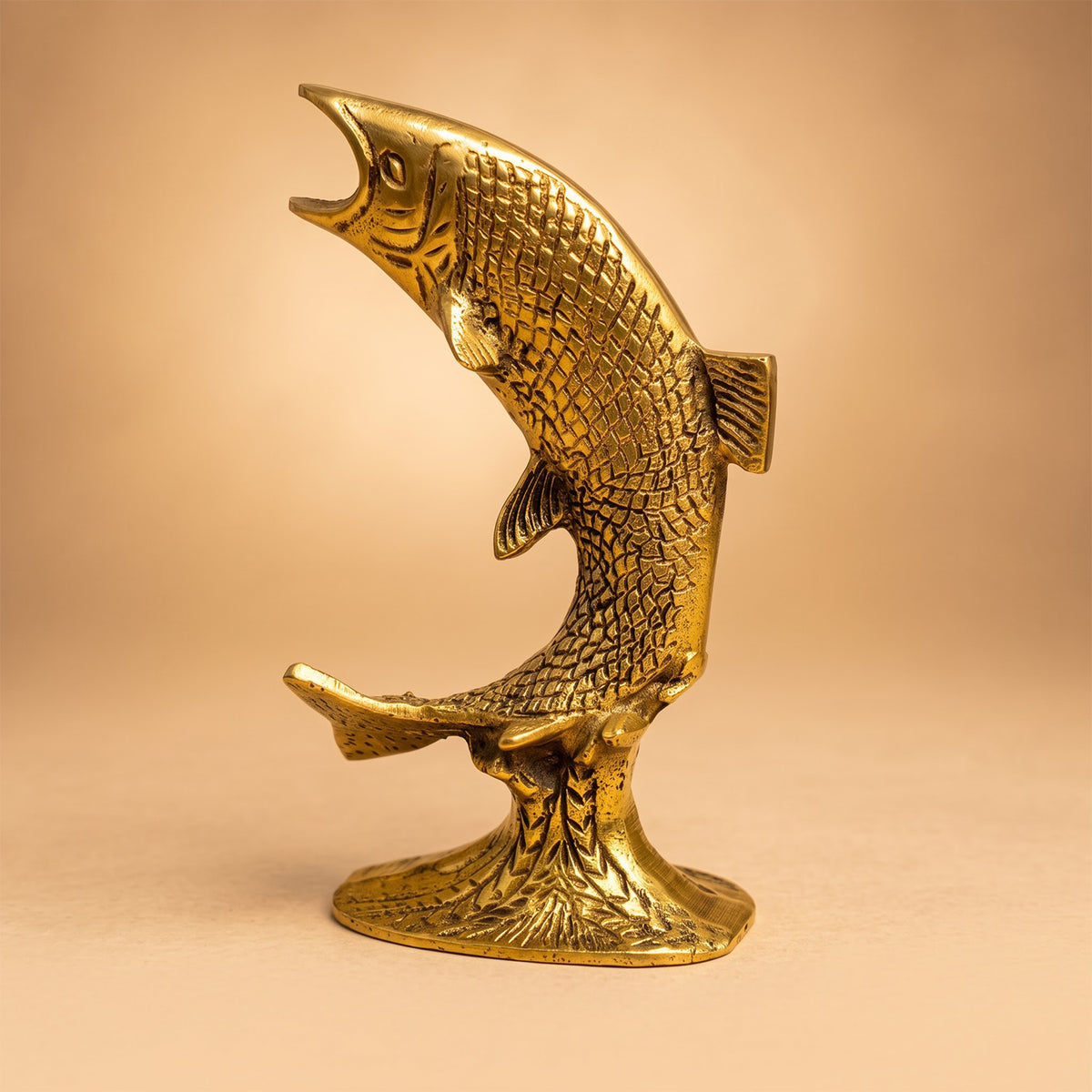 Vintage Brass Fish Statue Figurine Home Decor 6.6 inch