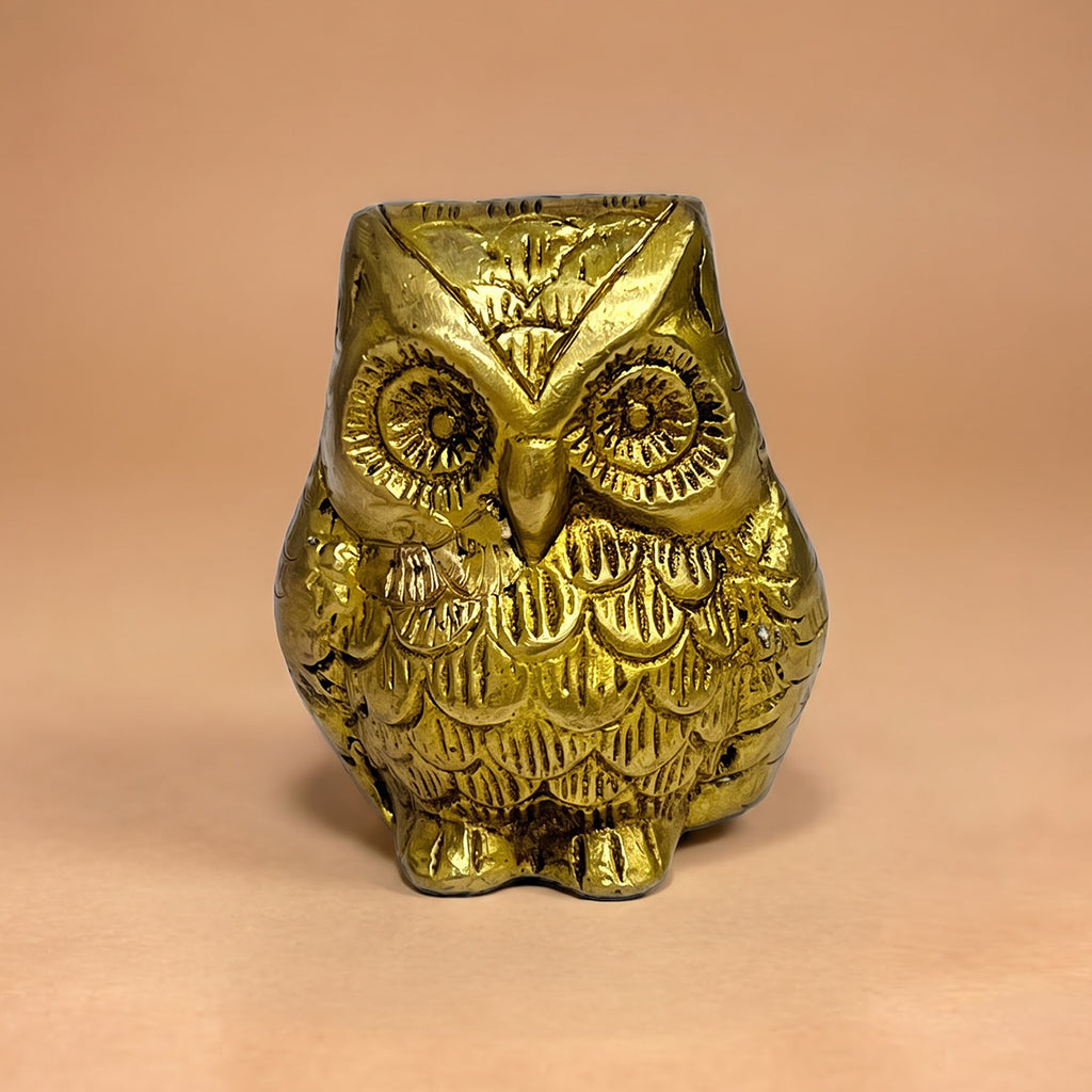 Pure Brass Owl Figurine for Vastu and Symbol of Wisdom 2.5 inch