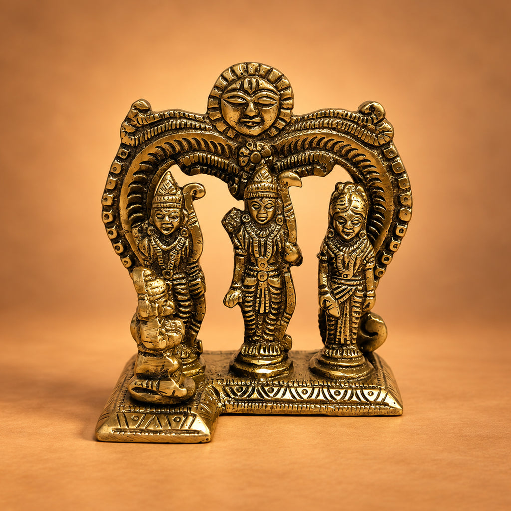 Pure Brass Beautifully Carved Small Ram Darbar 3.9 inch