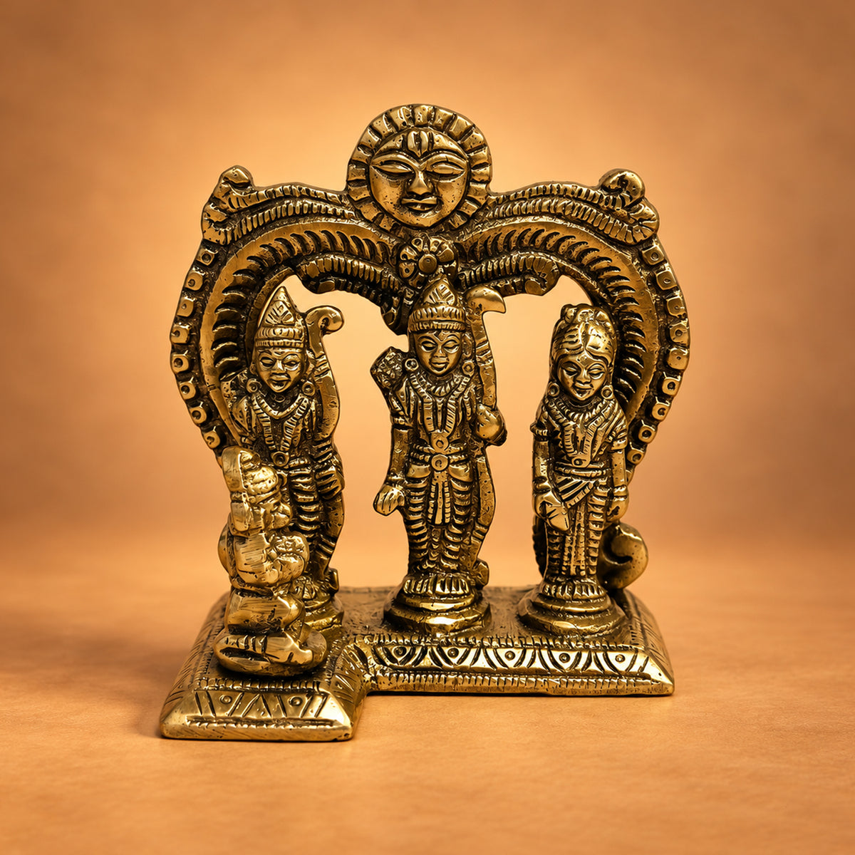 Pure Brass Beautifully Carved Small Ram Darbar 3.9 inch