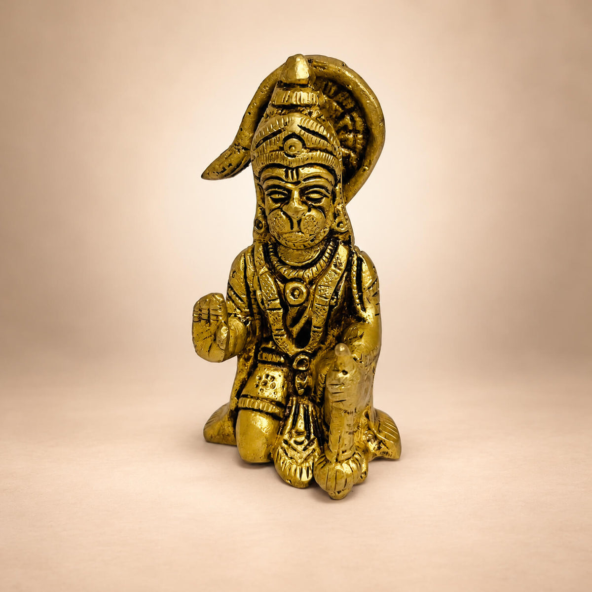 Premium Supar Fine Brass Hanuman Sitting Murti 3.3 inch