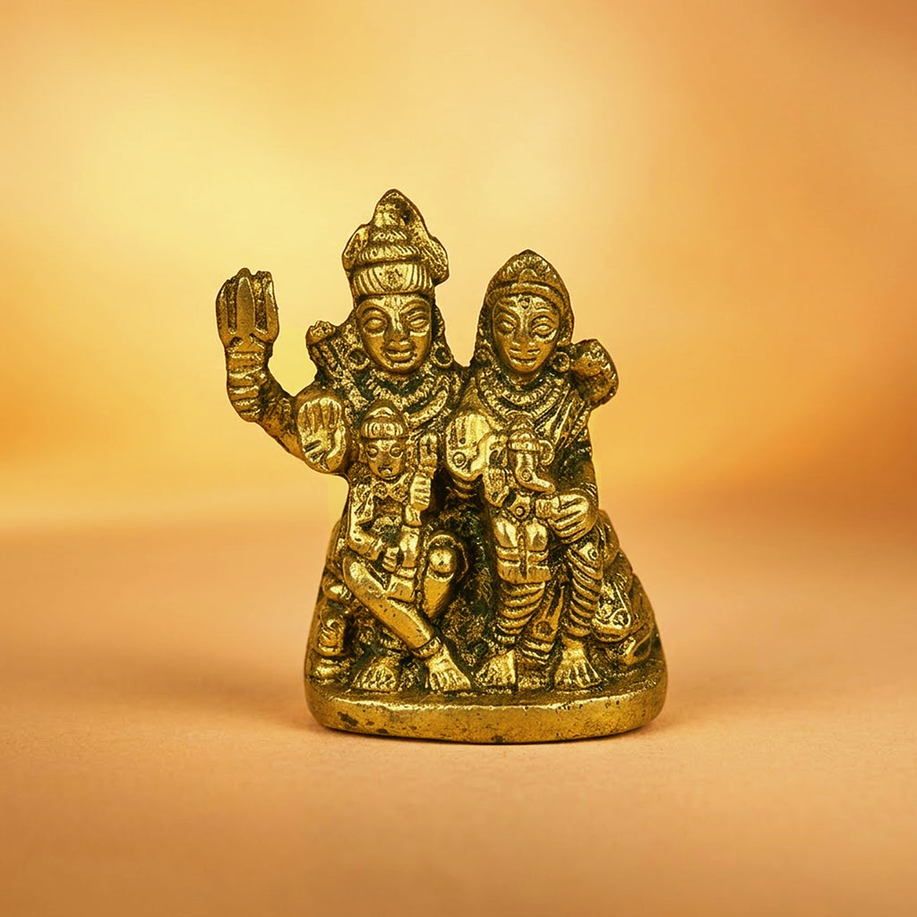 Brass Shiva Family Murti Idol 2.3 inch