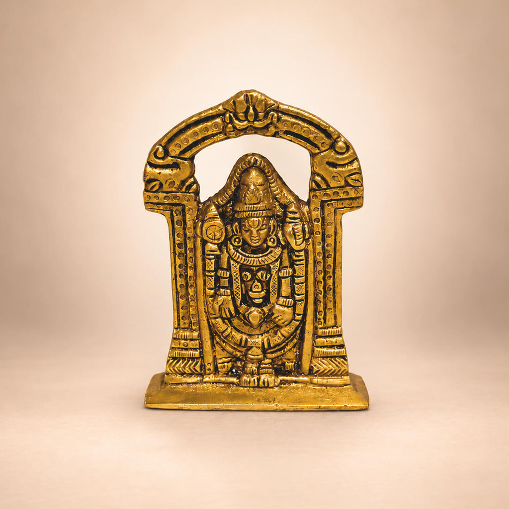 Supar Fine Brass Lord Tirupati Balaji (Vishnu) Compact Miniature 3.5 inch