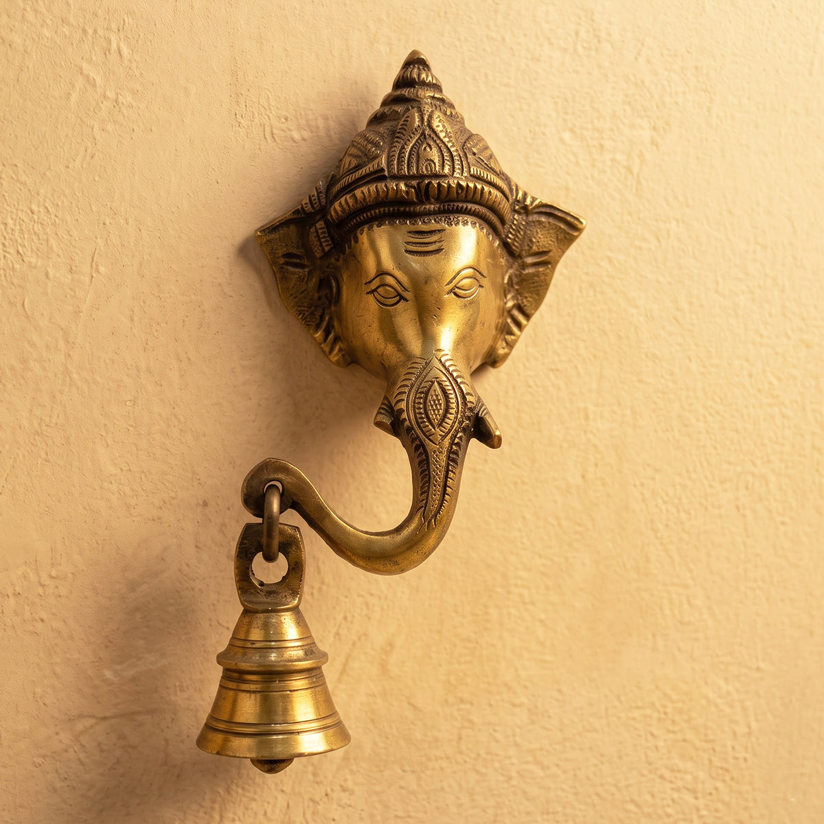 Brass Ganesha Wall Hanging Showpiece for Home Decor 5.5 inch