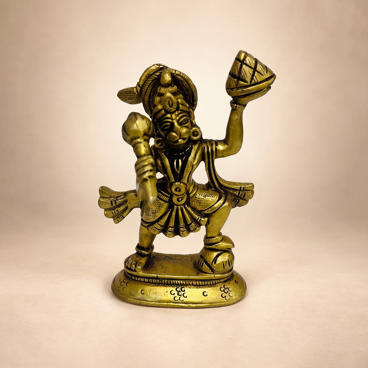 Supar Fine Brass Lord Hanuman carrying the Sanjeevani 3.5 inch