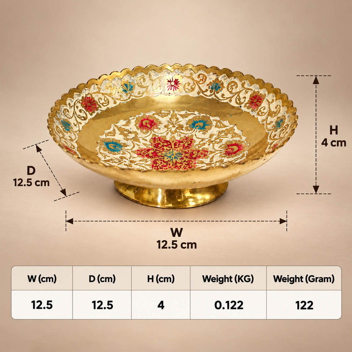 Brass 6 Flower Meenakari Colorful Fruit Bowl for Home Decor 1.5 inch