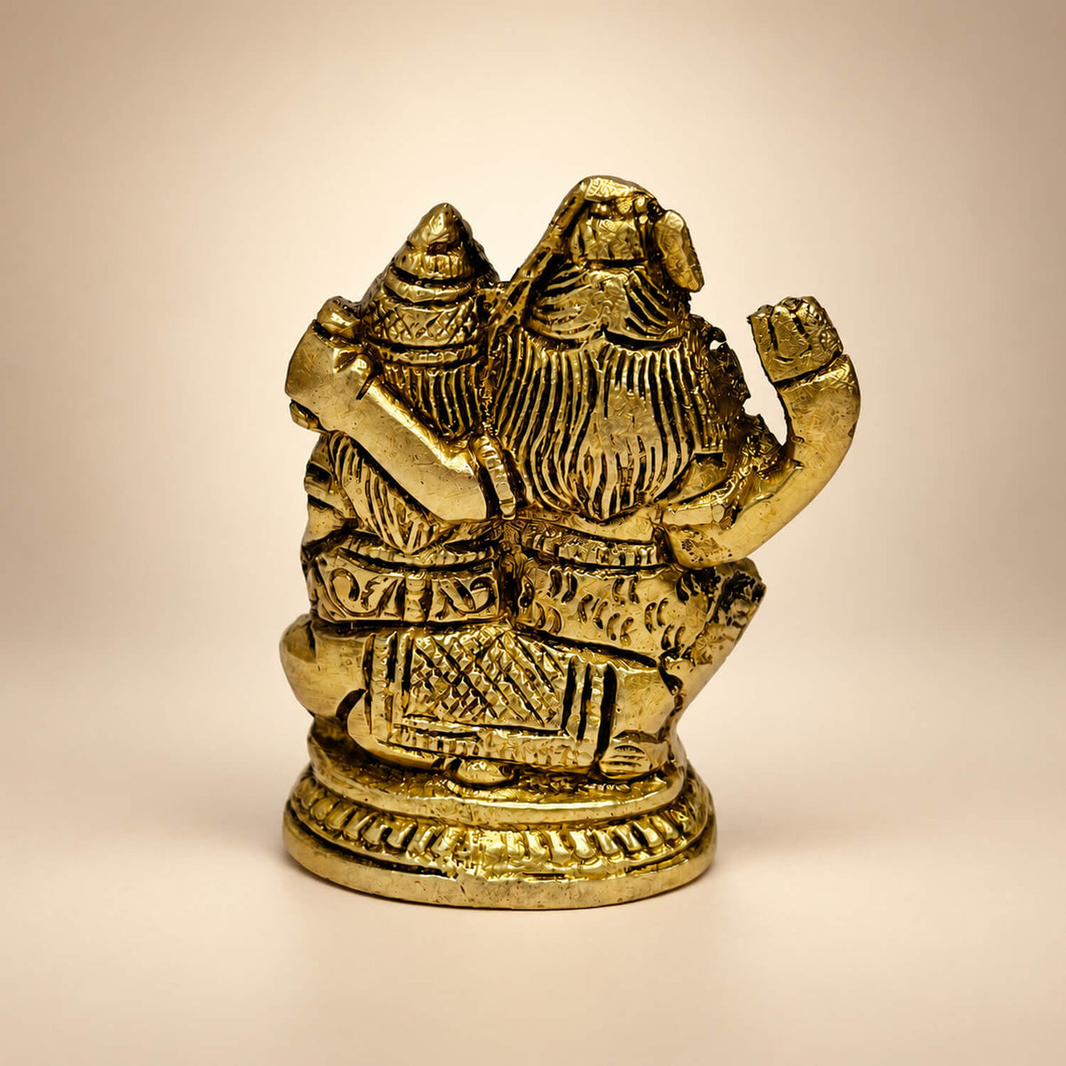 Brass Shiv Parvati Idol with Ganesh Ji Family Sculpture for Home Temple 2.7 inch
