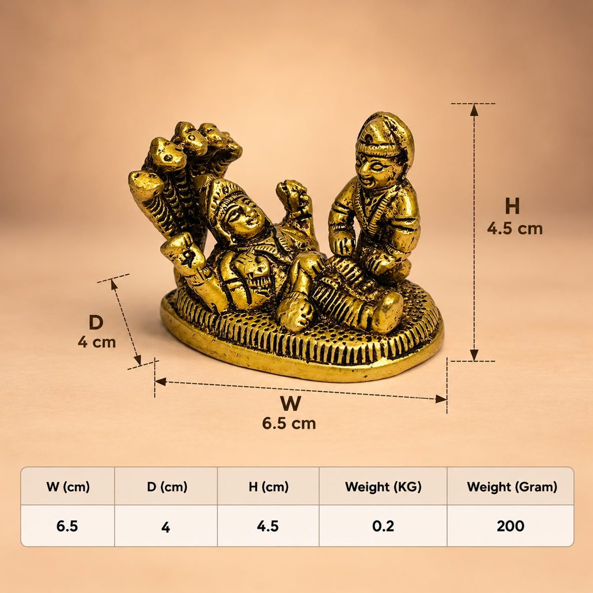 Compact brass Vishnu Lakshmi Shesh Naag statue held in hands