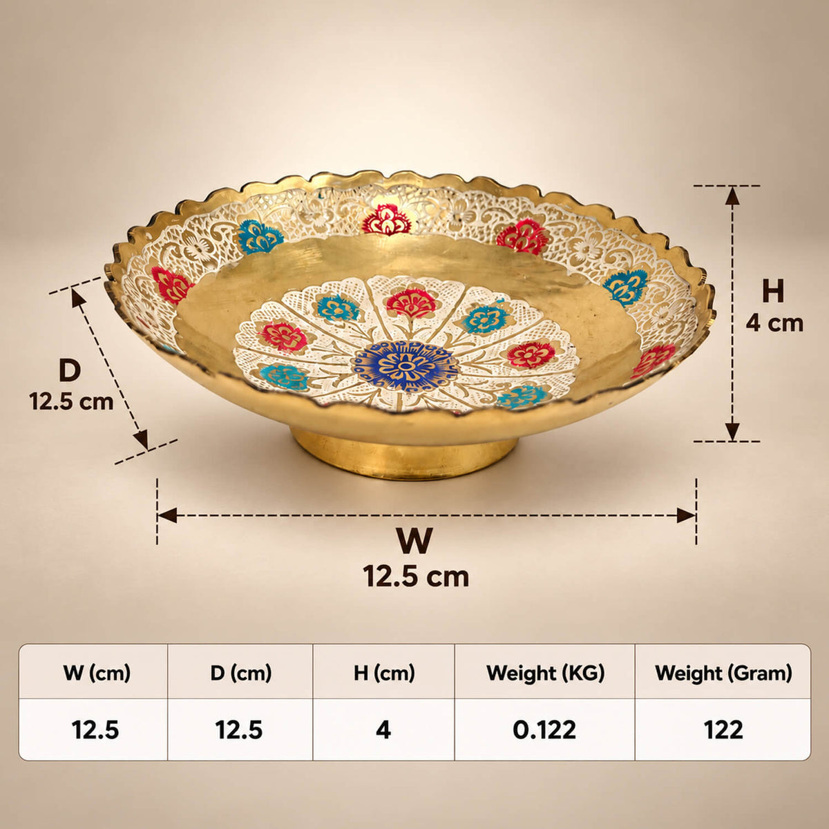 Brass 8 Flower Meenakari Colorful Fruit Bowl for Home Decor 1.3 inch