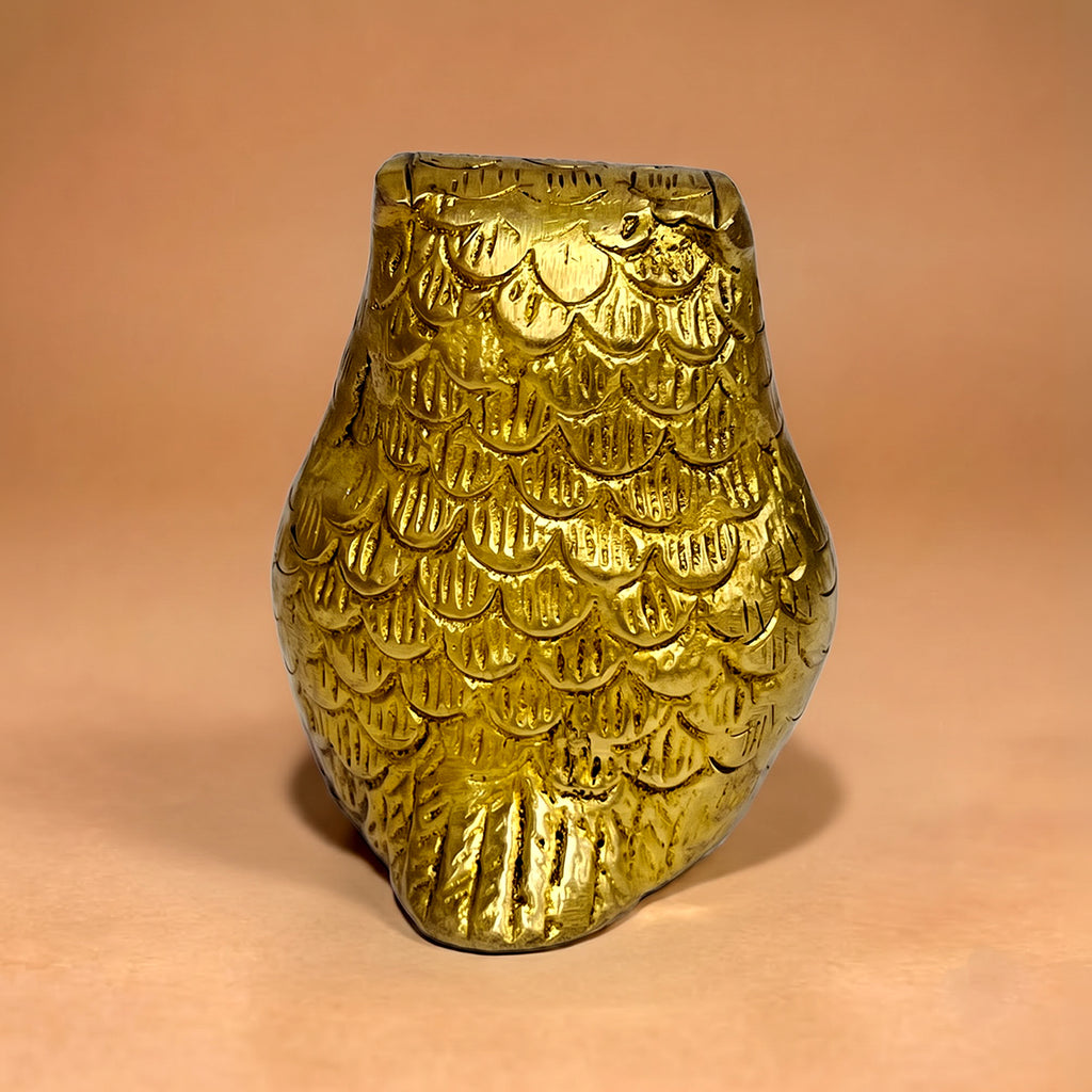 Pure Brass Owl Figurine for Vastu and Symbol of Wisdom 2.5 inch