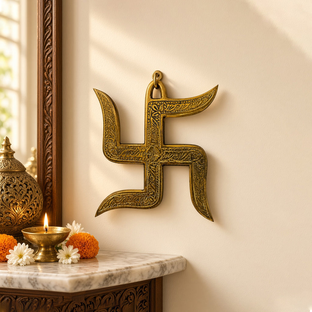 Brass Pair of Swastic – 5.1 inch