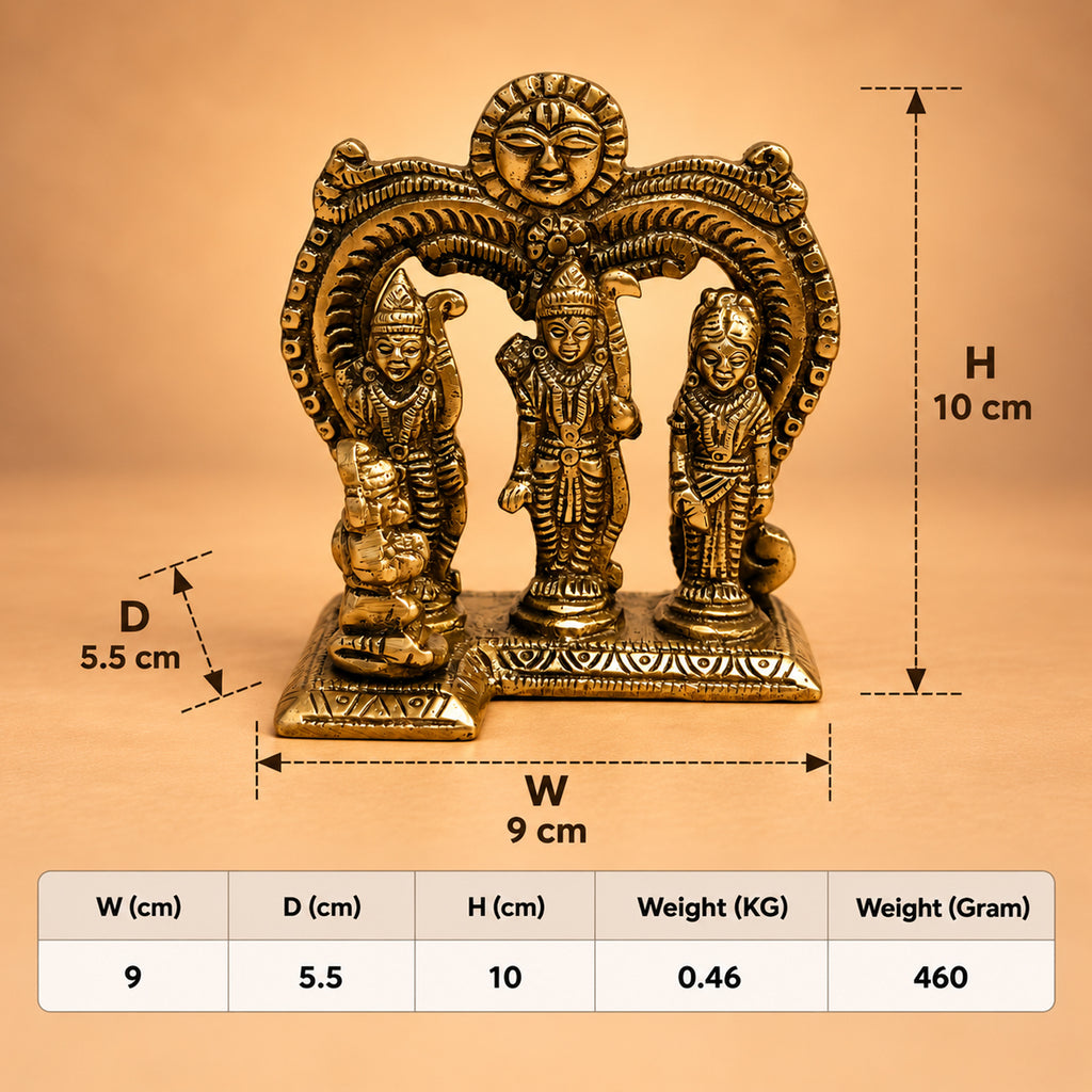 Pure Brass Beautifully Carved Small Ram Darbar 3.9 inch