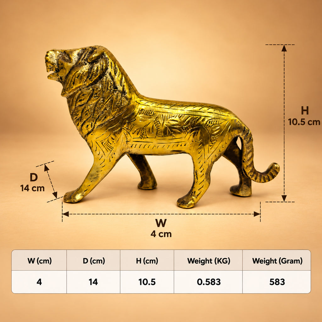 Supar Fine Brass Figurine Roaring Lion Showpiece 4.1 inch