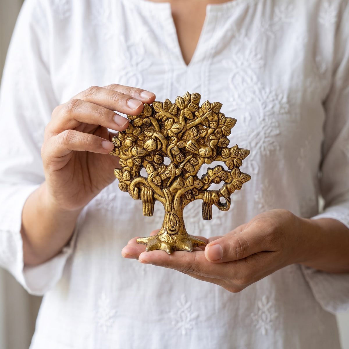 Pure Brass Tree of Life Kalpavriksha Idol for Home Decor 3.9 inch