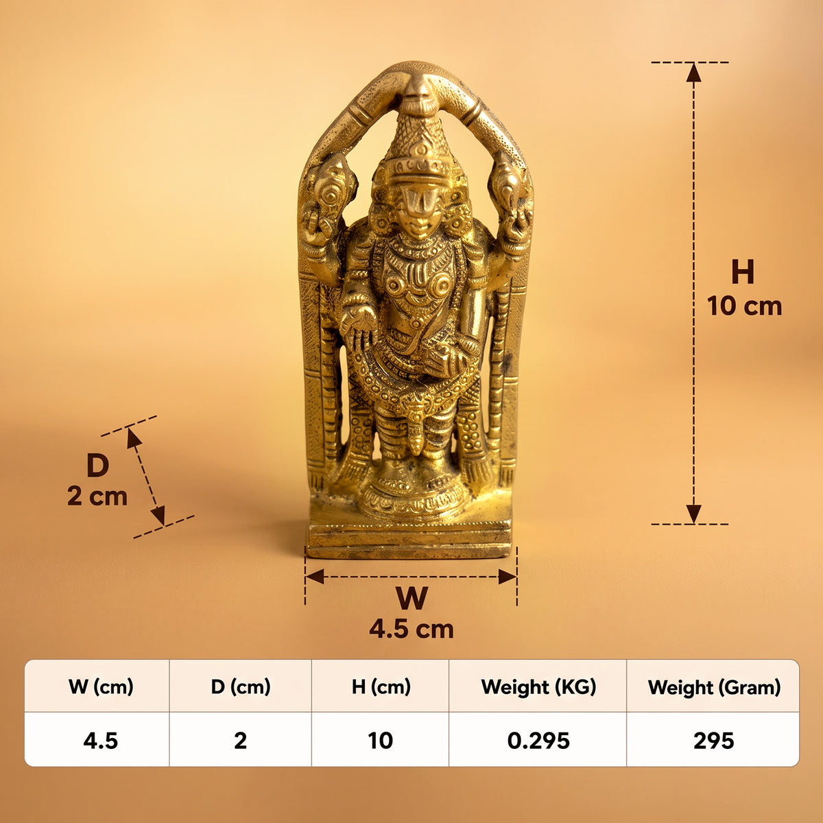 Brass Tirupati Balaji (Venkateswara) Idol 3.9 inch