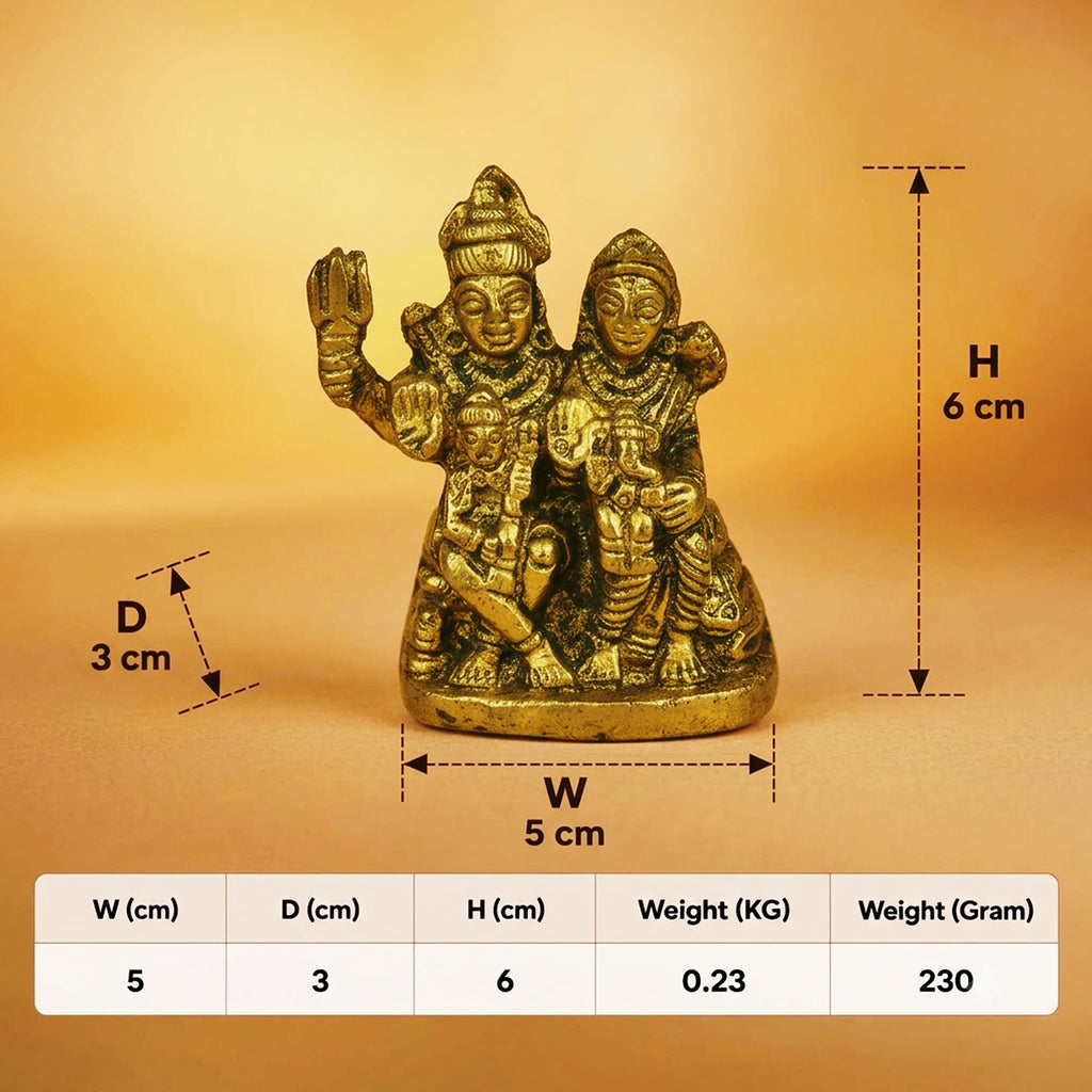 Brass Shiva Family Murti Idol 2.3 inch