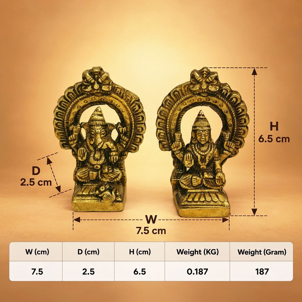 Brass Small Lakshmi and Ganesha Idols for Diwali Gifts 2.5 inch