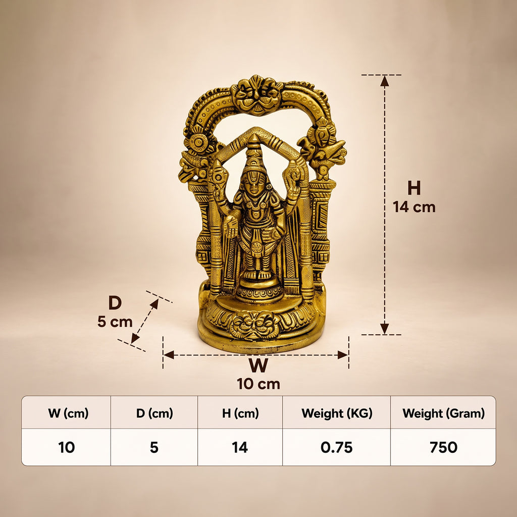 Supar Fine Brass Lord Venkateshvara Balaji Idol 5.51 inch