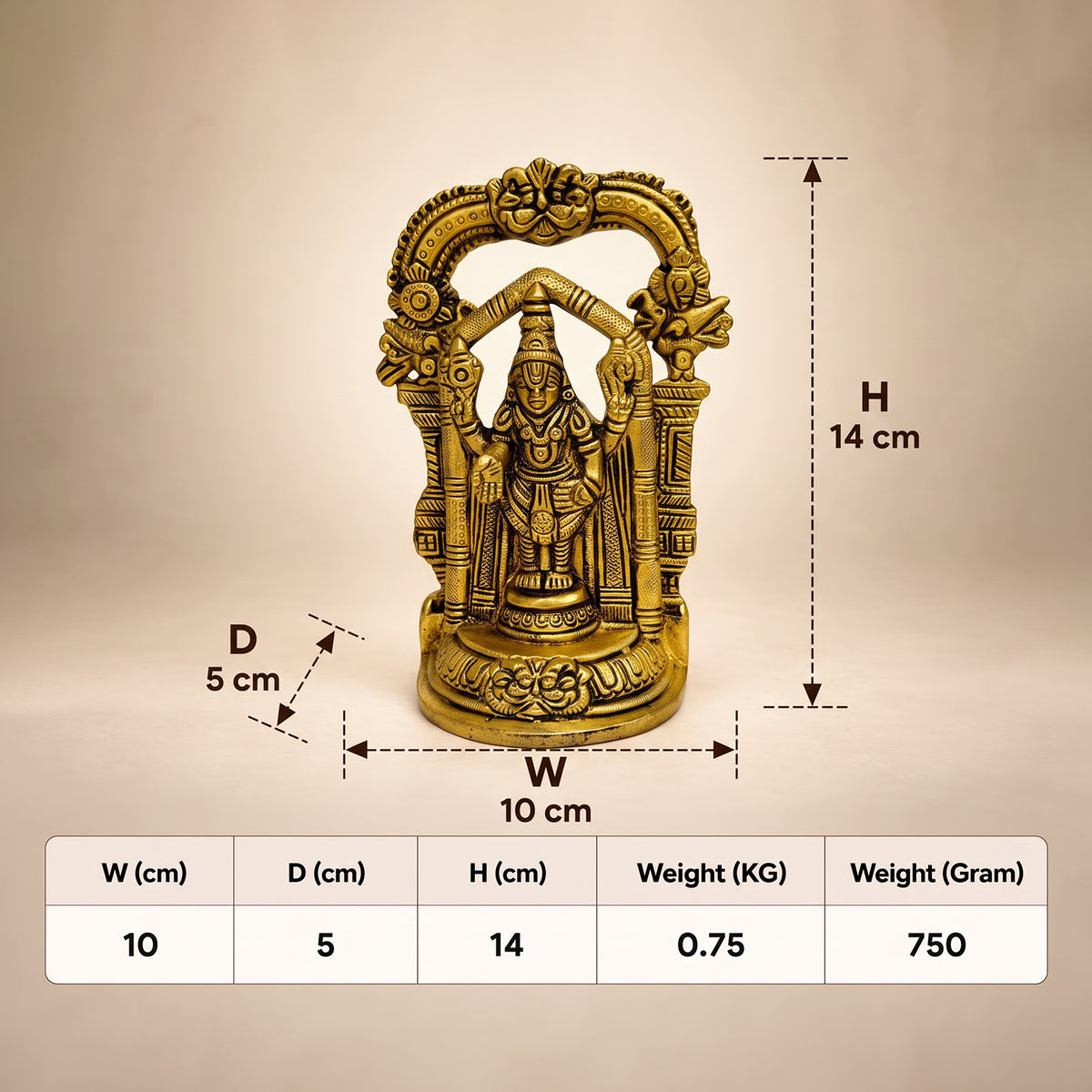 Supar Fine Brass Lord Venkateshvara Balaji Idol 5.51 inch
