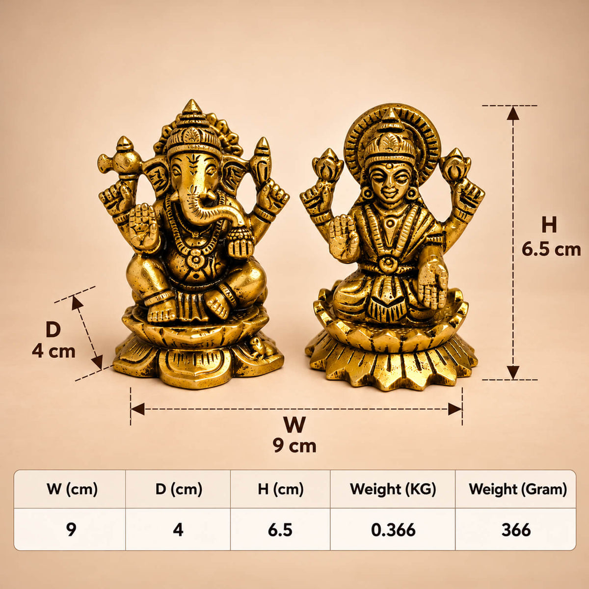 Supar Fine Brass Pair of Laxmi Ganesh Idols Seated on Lotus 2.5 inch