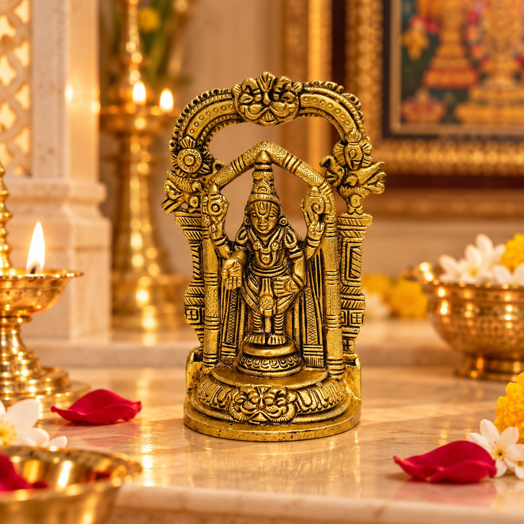 Supar Fine Brass Lord Venkateshvara Balaji Idol 5.51 inch