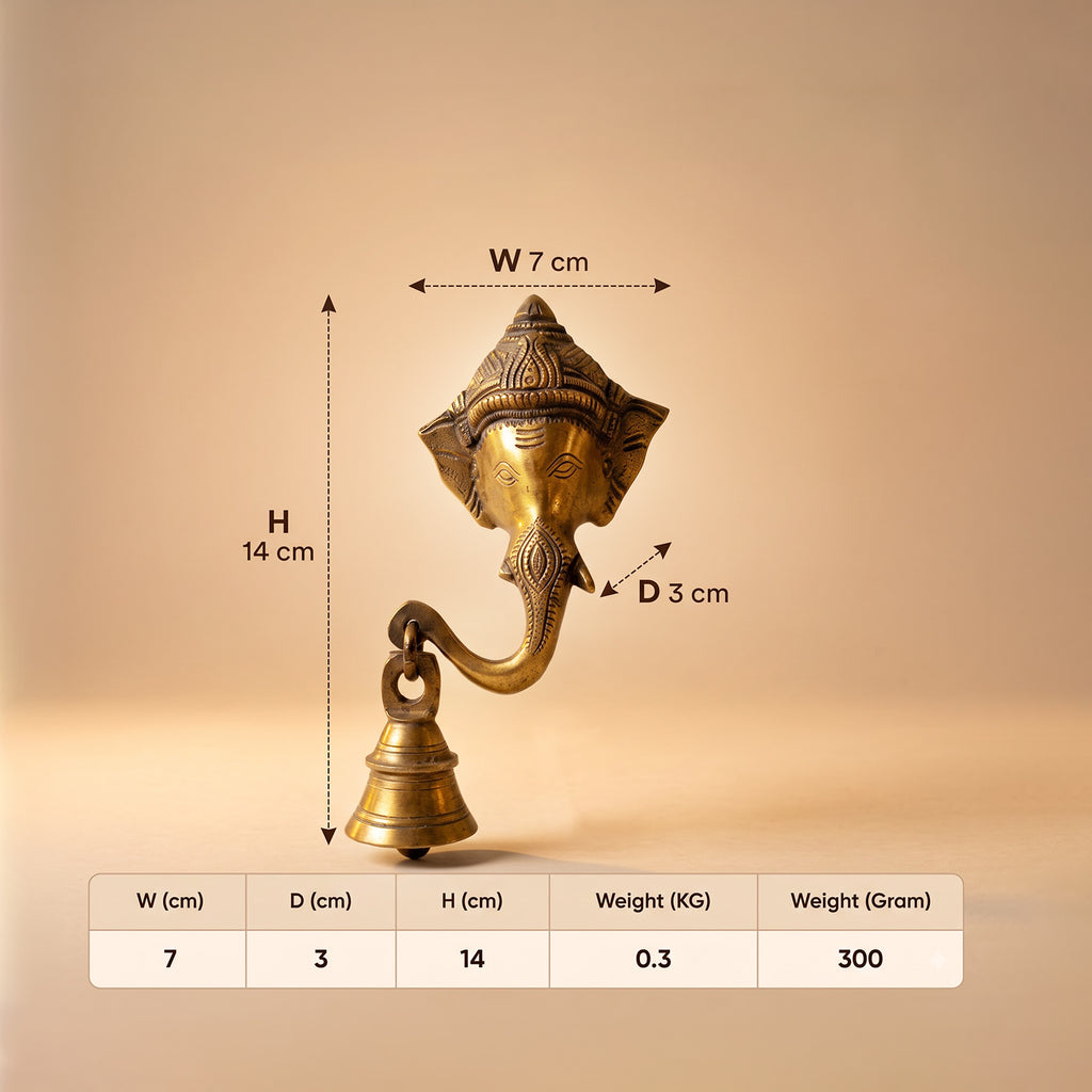 Brass Ganesha Wall Hanging Showpiece for Home Decor 5.5 inch