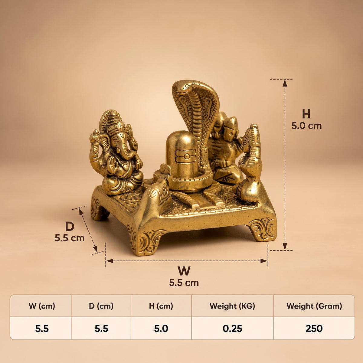 Brass Mahadeva Shiv Parivaar Shiva Shakti Set 1.9 inch