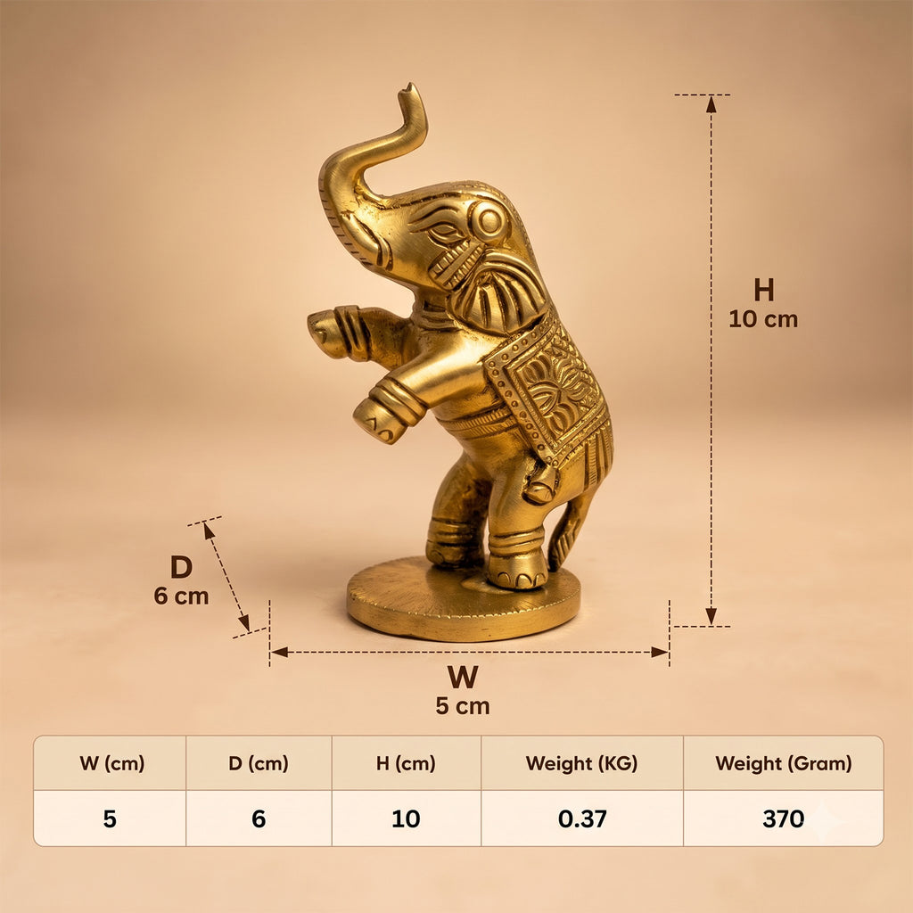 Brass Jumping Cute Elephant for Home Decor Showpiece 4 inch