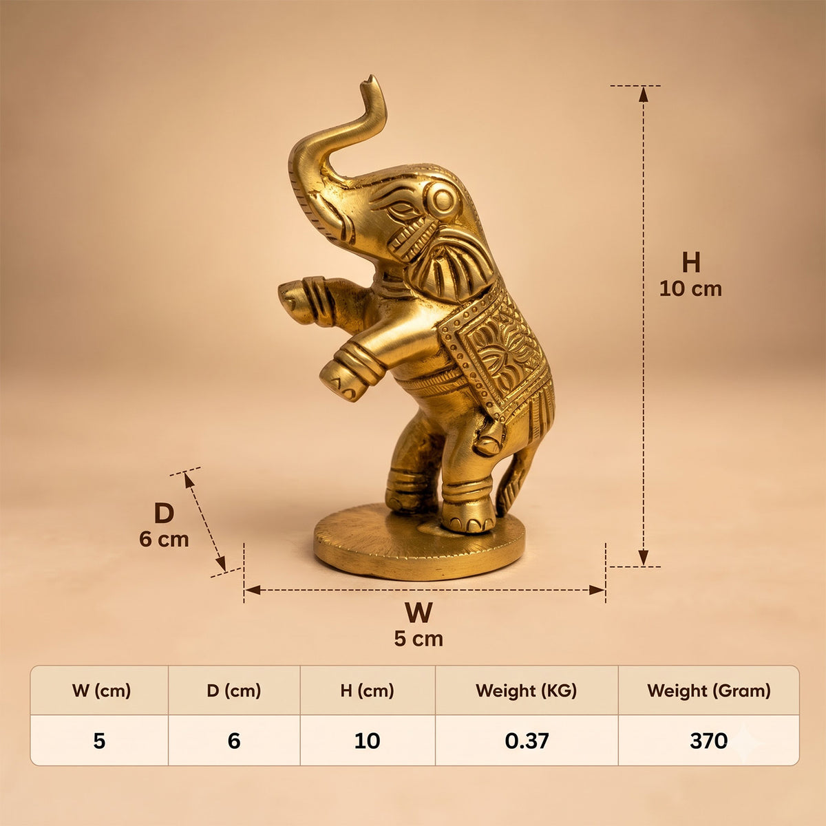 Brass Jumping Cute Elephant for Home Decor Showpiece 4 inch