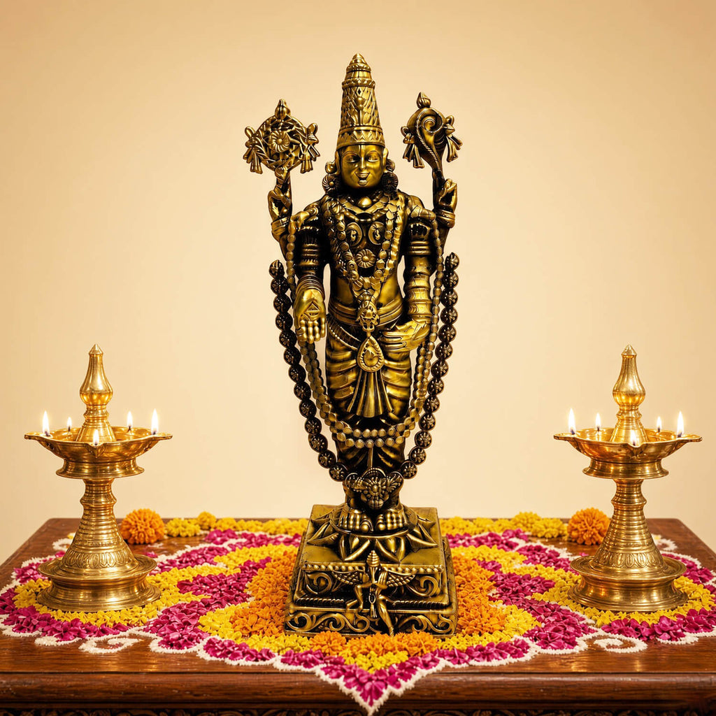 Brass Lord Venkateswara Balaji Idol 5.5 inch