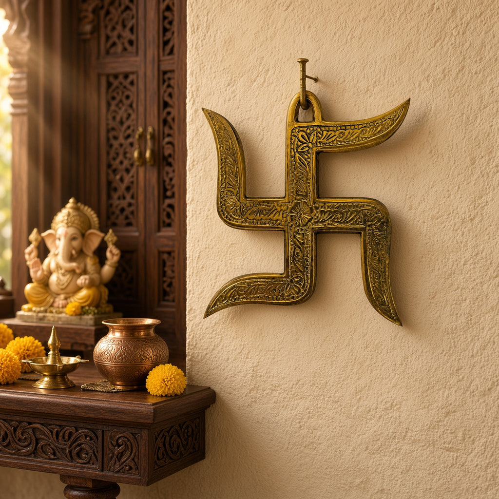Brass Pair of Swastic – 5.1 inch