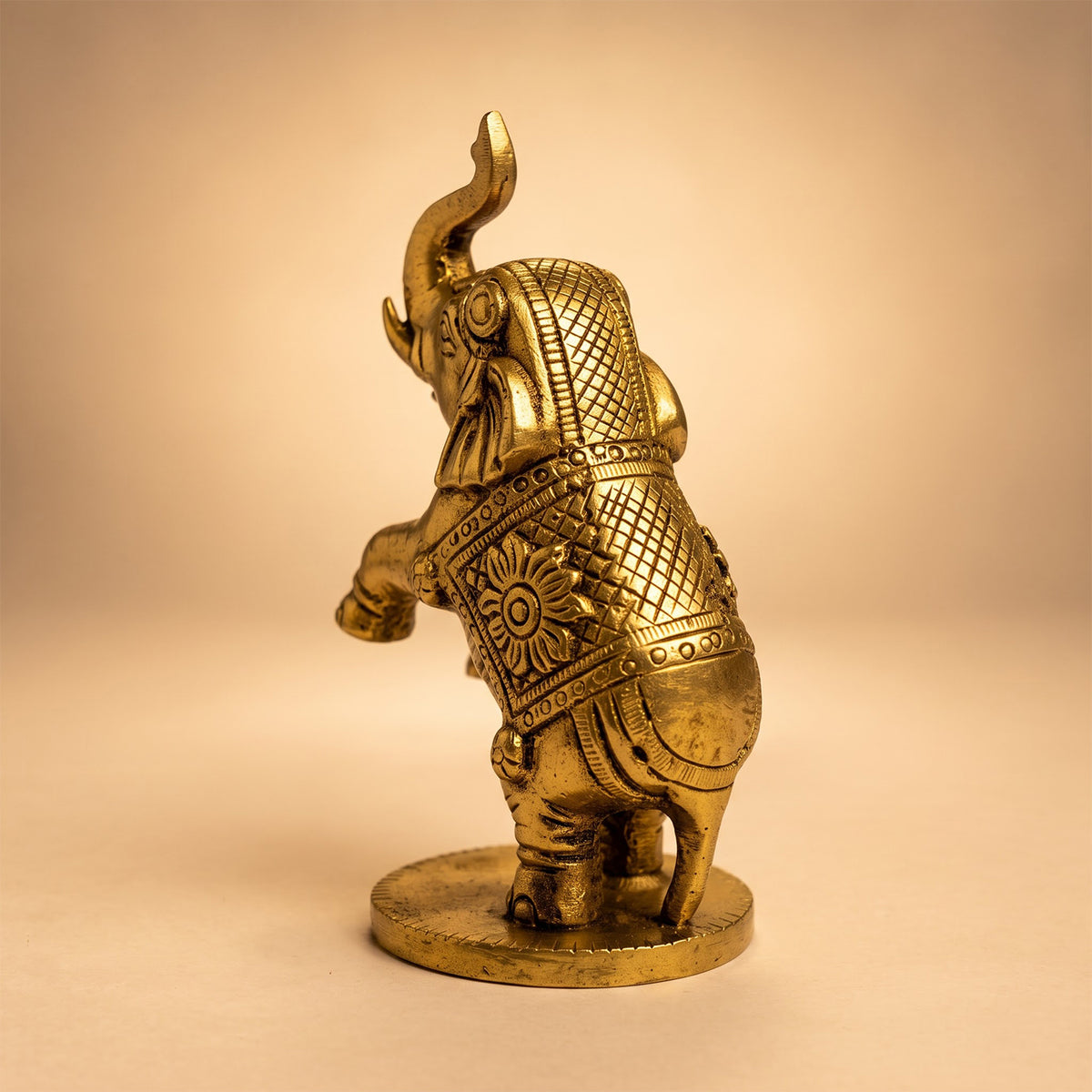 Brass Jumping Cute Elephant for Home Decor Showpiece 4 inch