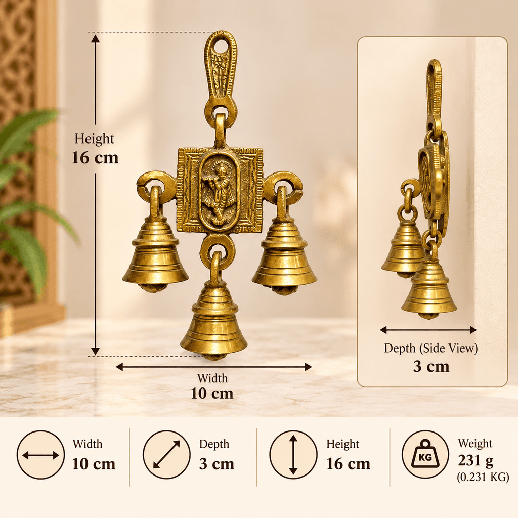 Supar Fine Brass Lord Krishna Hanging Bell 6.2 inch