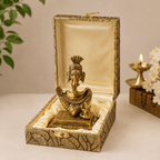 Gold Plated Metal Handicraft Lord Ganesha Idol with Pagdi