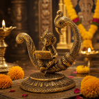 Metal Lord Ganesha Peacock statue - studio shot