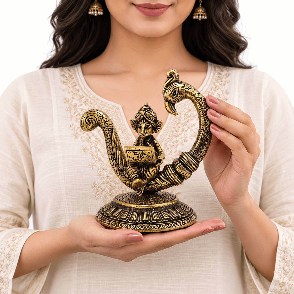 Metal Lord Ganesha figurine in premium gift box