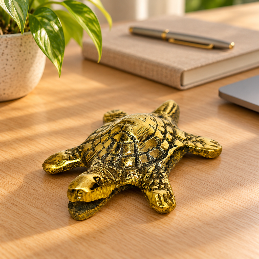 Supar Fine Brass Tortoise for Feng Shui, Vastu and Positive Energy Decorative Showpiece