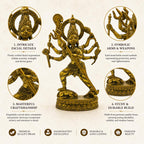 Brass Kali Mata Idol with 8 Arms - white background side view