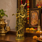 Brass Krishna Murti - Exquisite Detailing Infographic