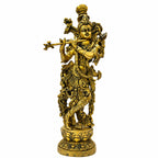 Brass Krishna Murti - Dimensions: 35.5cm Height, 12.5cm Width