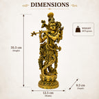 Brass Krishna Standing Murti - White Background