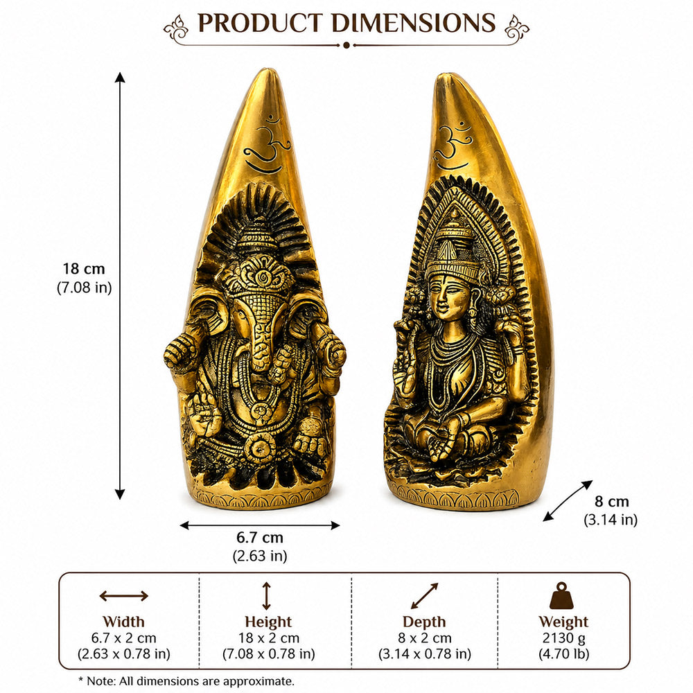 Brass Ganesh & Lakshmi Idol Set — white background product shot