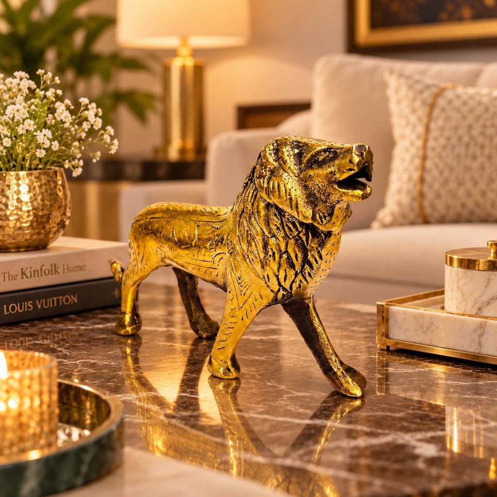Supar Fine Brass Figurine Roaring Lion Showpiece 4.1 inch