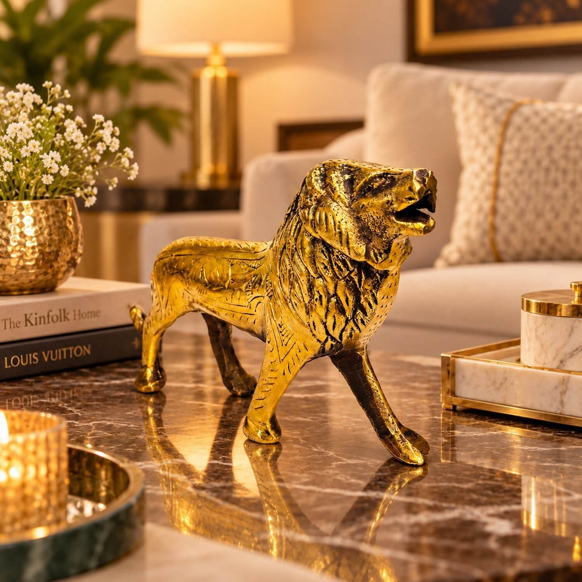 Supar Fine Brass Figurine Roaring Lion Showpiece 4.1 inch